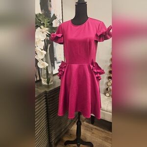 Tedd Baker, pink, ruffles at pocket and sleeve.  Worn twice, size 3